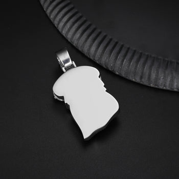 MARQUISE CUT MOISSANITE DIAMOND ICED OUT JESUS PENDANT IN STERLING SILVER - IVORY & EBONY