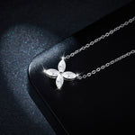 MARQUISE CUT FOUR LEAF FLOWER MOISSANITE NECKLACE IN STERLING SILVER
