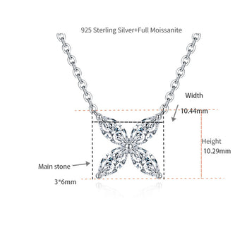 Collier en argent sterling orné de moissanite à quatre feuilles taillée en marquise