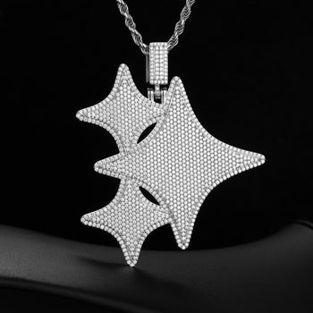 MICRO PAVED MOISSANITE DIAMOND STAR CLUSTER PENDANT IN STERLING SILVER - IVORY & EBONY