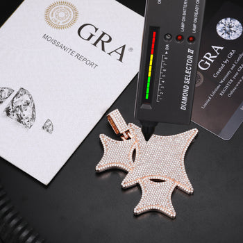 MICRO PAVED MOISSANITE DIAMOND STAR CLUSTER PENDANT IN STERLING SILVER - IVORY & EBONY