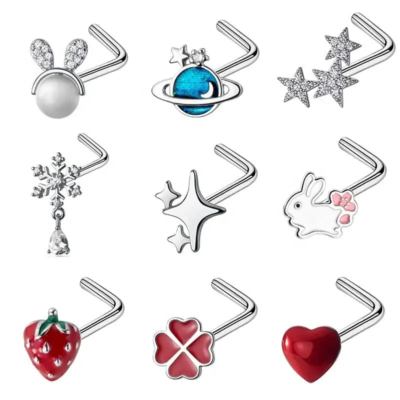 MINI CHARM NOSE PIERCINGS IN STERLING SILVER
