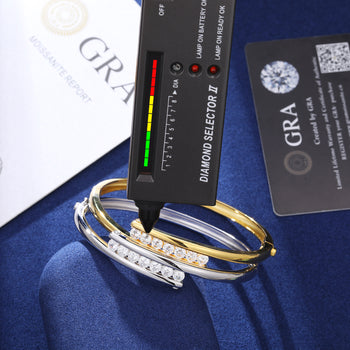 BRACELET JOINT MINIMALISTE EN MISSANITE À LIGNES PARALLÈLES ET ARGENT MASSIF