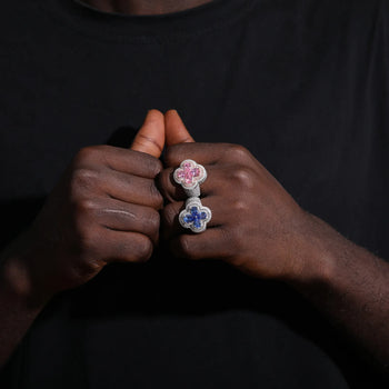 MOISSANITE FOUR LEAF RING IN STERLING SILVER - IVORY & EBONY