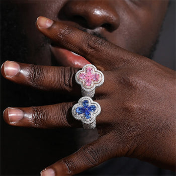 MOISSANITE FOUR LEAF RING IN STERLING SILVER - IVORY & EBONY