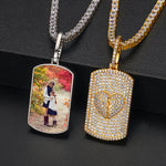 MOISSAANITE MILITARY CARD PHOTO PENDANT NECKLACE IN STERLING SILVER