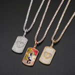 MOISSAANITE MILITARY CARD PHOTO PENDANT NECKLACE IN STERLING SILVER