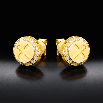 MOISSANIE DIAMOND X MARK EARRINGS IN STERLING SILVER