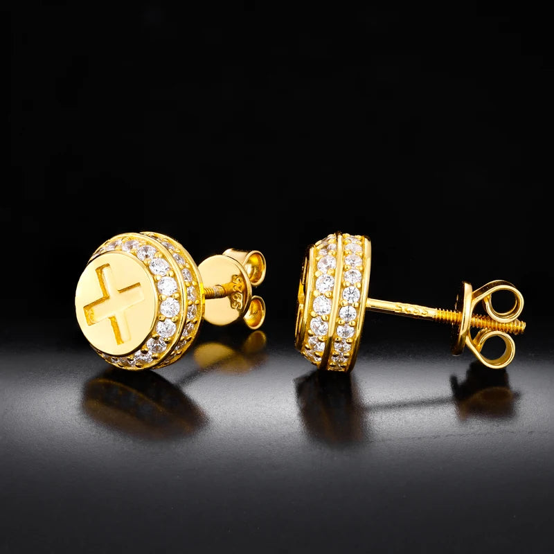 MOISSANIE DIAMOND X MARK EARRINGS IN STERLING SILVER