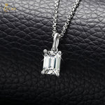 MOISSANITE 1CT EMERALD CUT PENDANT IN STERLING SILVER