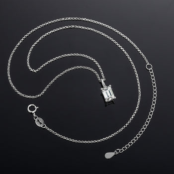 Pendentif en moissanite taille émeraude 1 carat en argent sterling