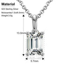 MOISSANITE 1CT EMERALD CUT PENDANT IN STERLING SILVER