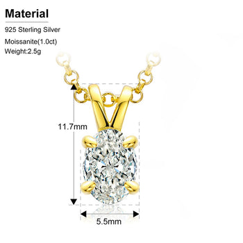 Pendentif en moissanite 1 carat taille poire en argent sterling