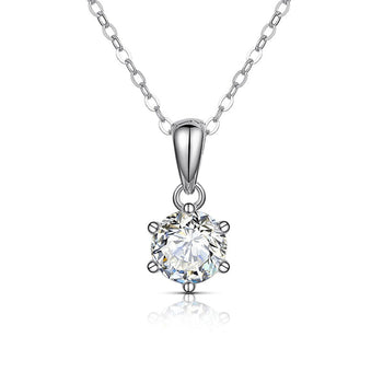 Pendentif en moissanite 1 carat, taille brillant rond, en argent sterling