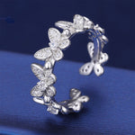 MOISSANITE ADJUSTABLE BUTTERFLY RING IN STERLING SILVER