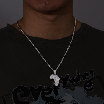 MOISSANITE AFRICA MAP PENDANT NECKLACE IN STERLING SILVER