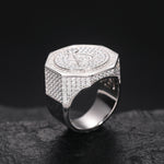 MOISSANITE AG MASONIC RING IN STERLING SILVER