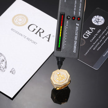 Bague maçonnique en argent sterling et moissanite AG