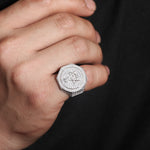 MOISSANITE AG MASONIC RING IN STERLING SILVER