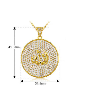 Pendentif Allah en moissanite et argent sterling