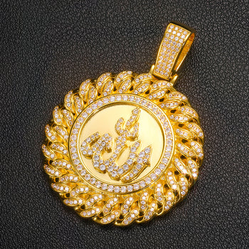 Pendentif en moissanite avec étiquette Allah en argent sterling