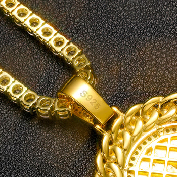 Pendentif en moissanite avec étiquette Allah en argent sterling