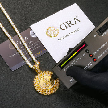 Pendentif en moissanite avec étiquette Allah en argent sterling