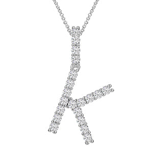 MOISSANITE ALPHABET INITIAL NAME LETTER PENDANT IN STERLING SILVER
