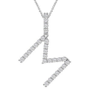 MOISSANITE ALPHABET INITIAL NAME LETTER PENDANT IN STERLING SILVER