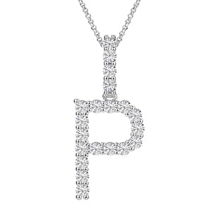 MOISSANITE ALPHABET INITIAL NAME LETTER PENDANT IN STERLING SILVER