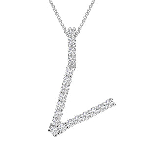 MOISSANITE ALPHABET INITIAL NAME LETTER PENDANT IN STERLING SILVER