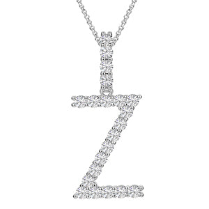 MOISSANITE ALPHABET INITIAL NAME LETTER PENDANT IN STERLING SILVER