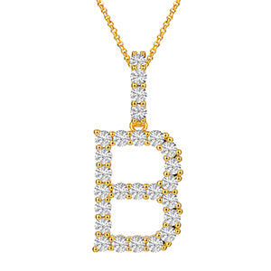 MOISSANITE ALPHABET INITIAL NAME LETTER PENDANT IN STERLING SILVER