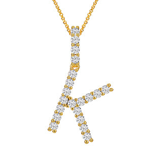 MOISSANITE ALPHABET INITIAL NAME LETTER PENDANT IN STERLING SILVER