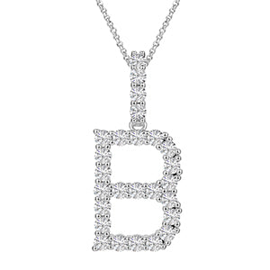 MOISSANITE ALPHABET INITIAL NAME LETTER PENDANT IN STERLING SILVER