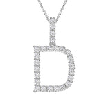 MOISSANITE ALPHABET INITIAL NAME LETTER PENDANT IN STERLING SILVER