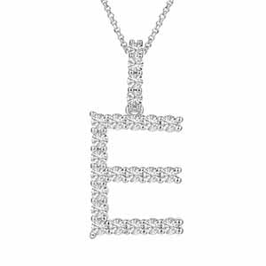 MOISSANITE ALPHABET INITIAL NAME LETTER PENDANT IN STERLING SILVER