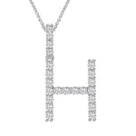 MOISSANITE ALPHABET INITIAL NAME LETTER PENDANT IN STERLING SILVER