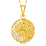 MOISSANITE DIAMOND LION COIN PENDANT IN STERLING SILVER