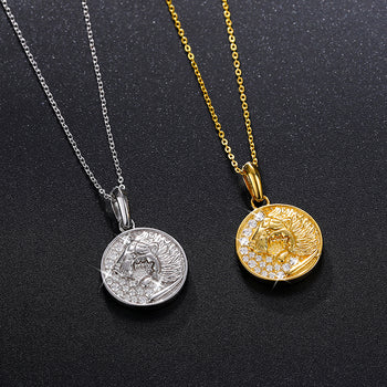 MOISSANIT-DIAMANT-LÖWEN-MÜNZANHÄNGER AUS STERLINGSILBER