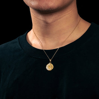 MOISSANIT-DIAMANT-LÖWEN-MÜNZANHÄNGER AUS STERLINGSILBER