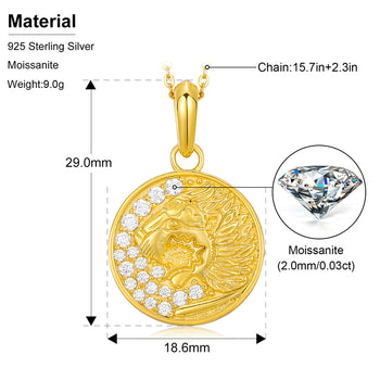 MOISSANIT-DIAMANT-LÖWEN-MÜNZANHÄNGER AUS STERLINGSILBER