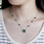 MOISSANITE AQUA ECLIPSE NECKLACE IN SOLID GOLD
