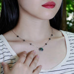 MOISSANITE AQUA ECLIPSE NECKLACE IN SOLID GOLD