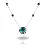 MOISSANITE AQUA ECLIPSE NECKLACE IN SOLID GOLD