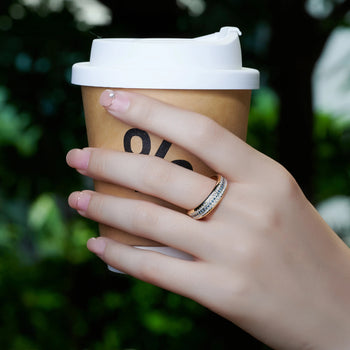 MOISSANITE AZURE GLEAM BAND RING IN SOLID GOLD