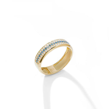 MOISSANITE AZURE GLEAM BAND RING IN SOLID GOLD