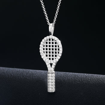 COLLIER PENDENTIF BADMINTON EN MOISANITE ET ARGENT MASSIF