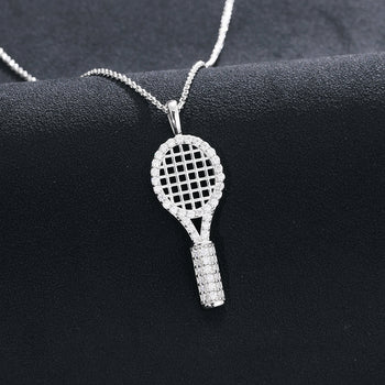 COLLIER PENDENTIF BADMINTON EN MOISANITE ET ARGENT MASSIF
