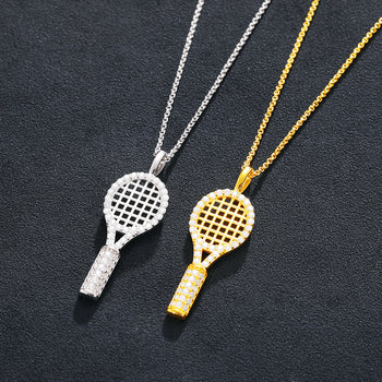 COLLIER PENDENTIF BADMINTON EN MOISANITE ET ARGENT MASSIF